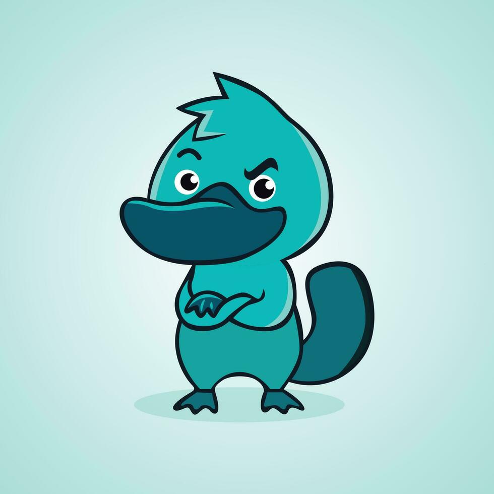 Funny cartoon character platypus, Vector illustration.