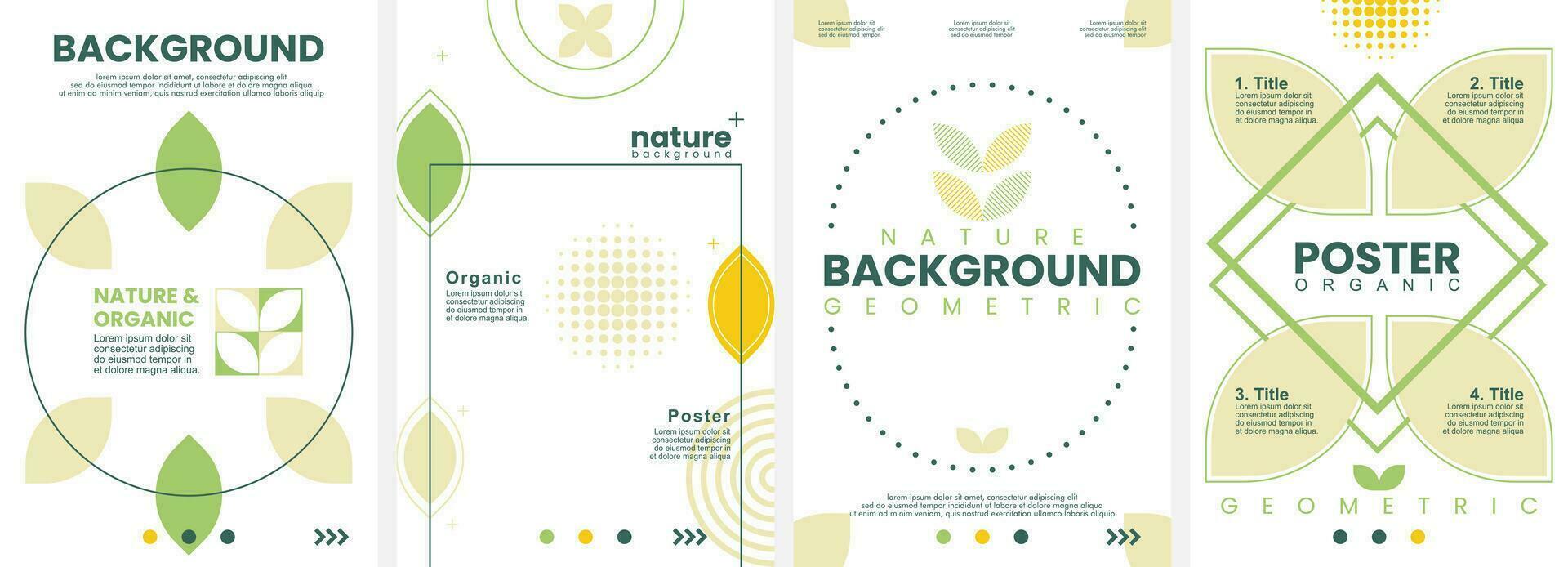 Abstract Nature Geometric Background Leaf Plant. Set of 4 modern simple background vector illustration flat style. Suitable for poster, cover, ads, social banner, or flyer