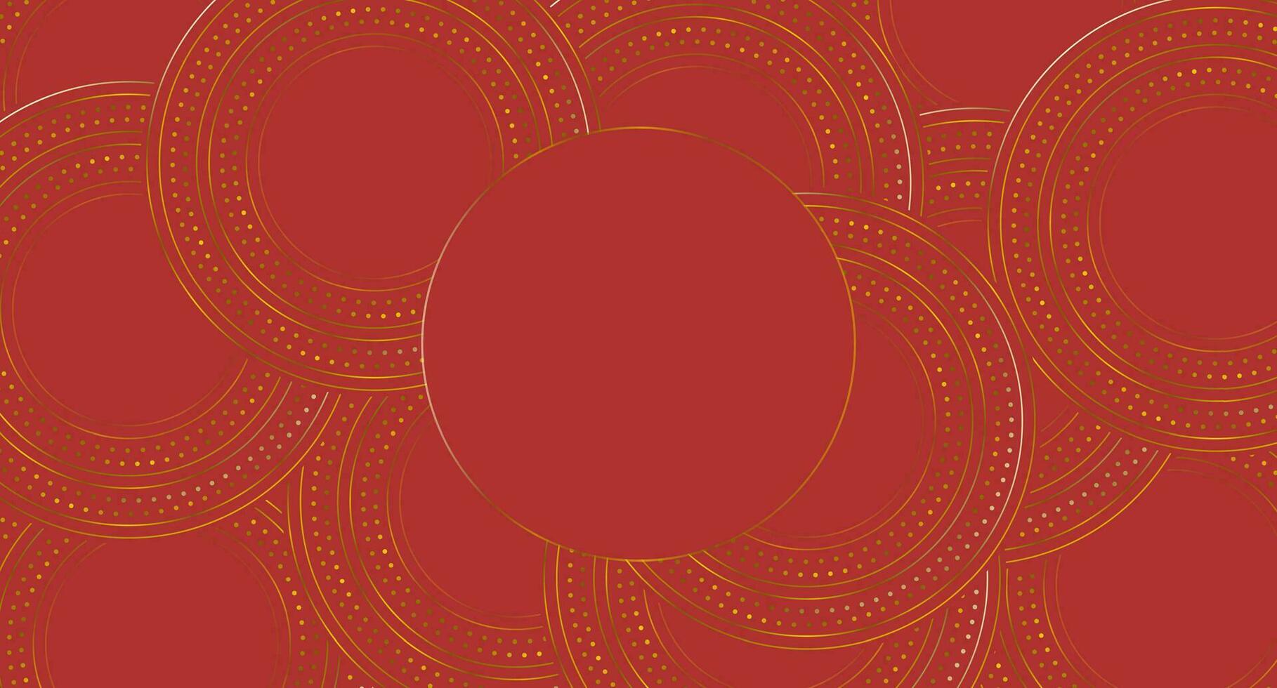 Red and golden circles abstract geometric background vector