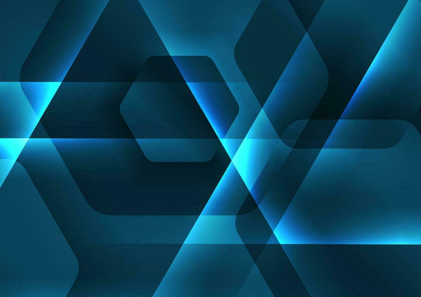 Hi-tech abstract futuristic background with glowing lines and hexagons vector
