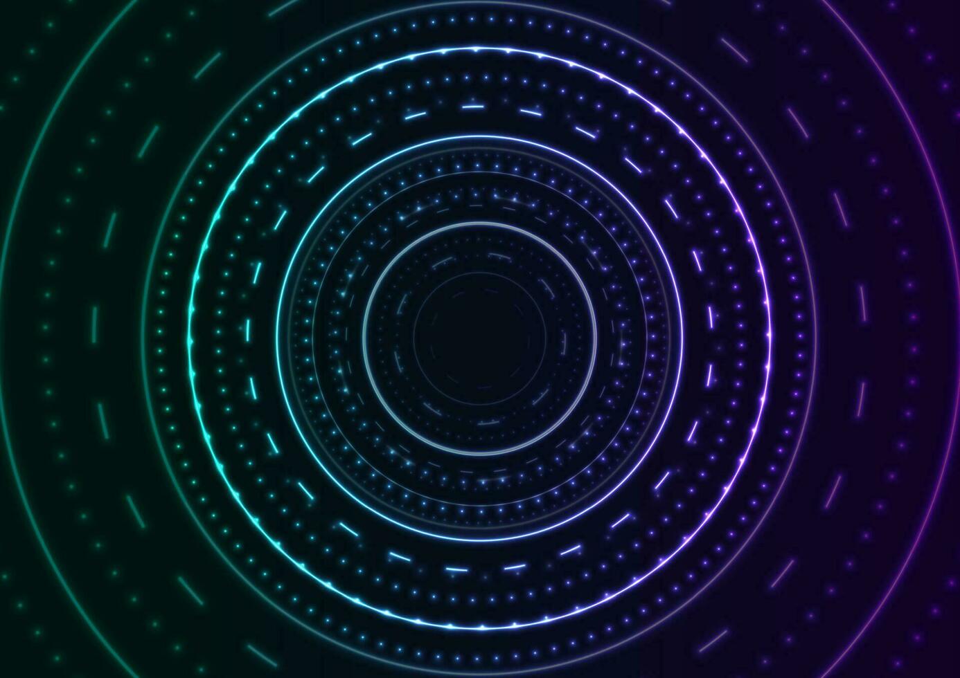 Glowing neon abstract futuristic background with round dotted lines vector