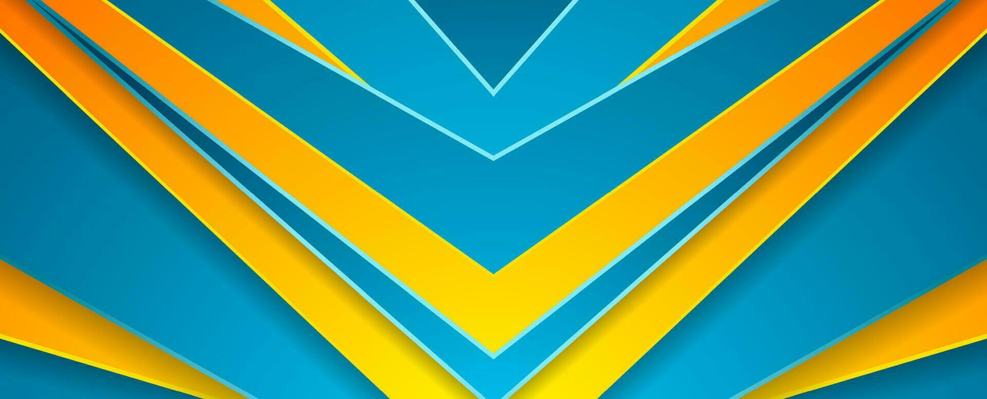Blue orange arrows abstract tech geometric background vector