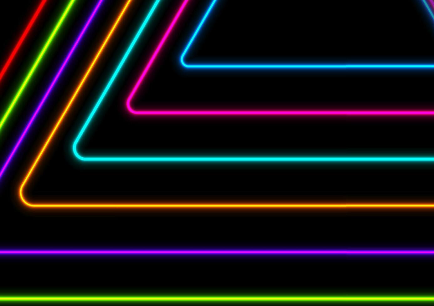 Colorful glowing neon triangles abstract tech background vector