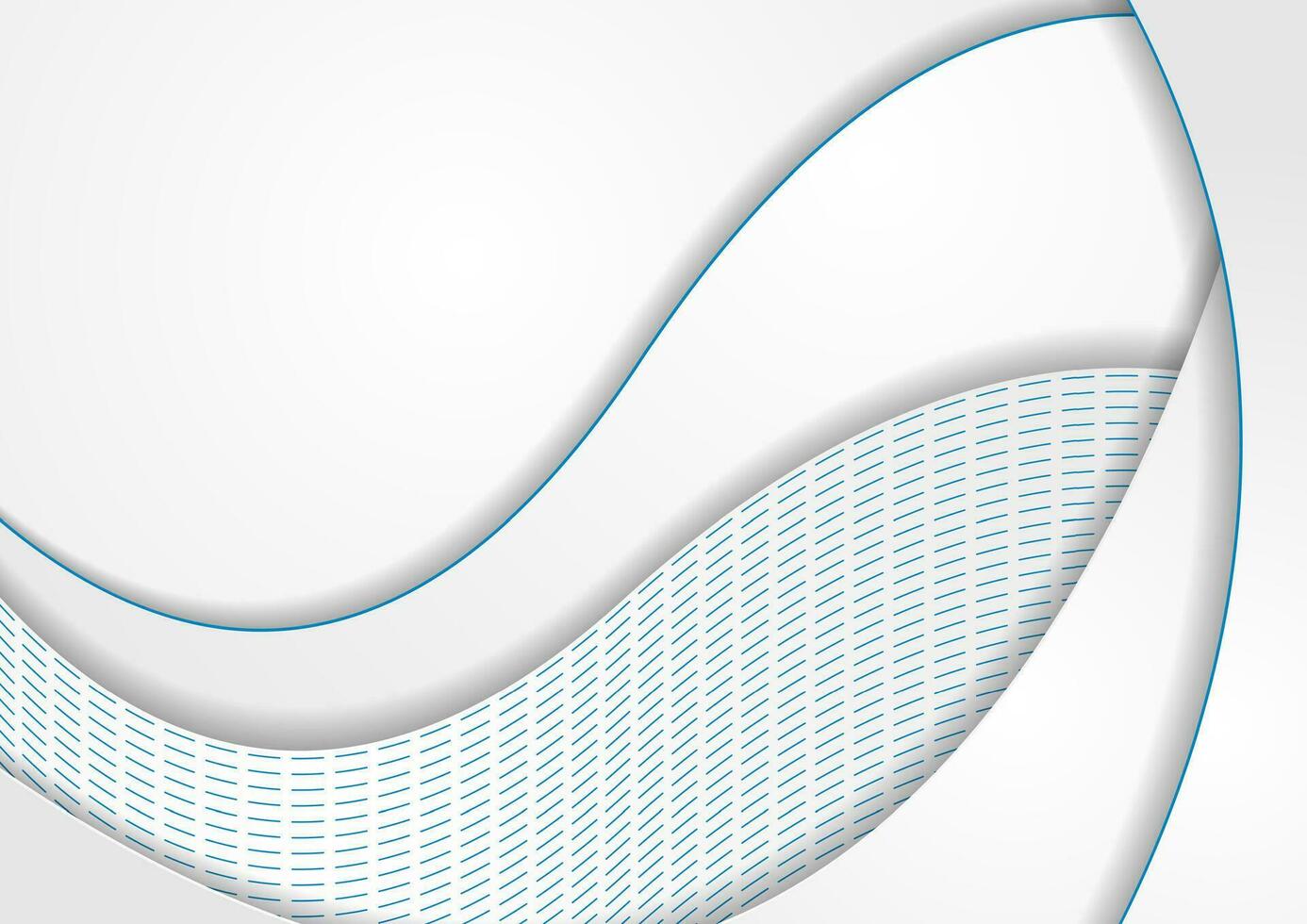 Grey corporate wavy background with blue dotted lines vector