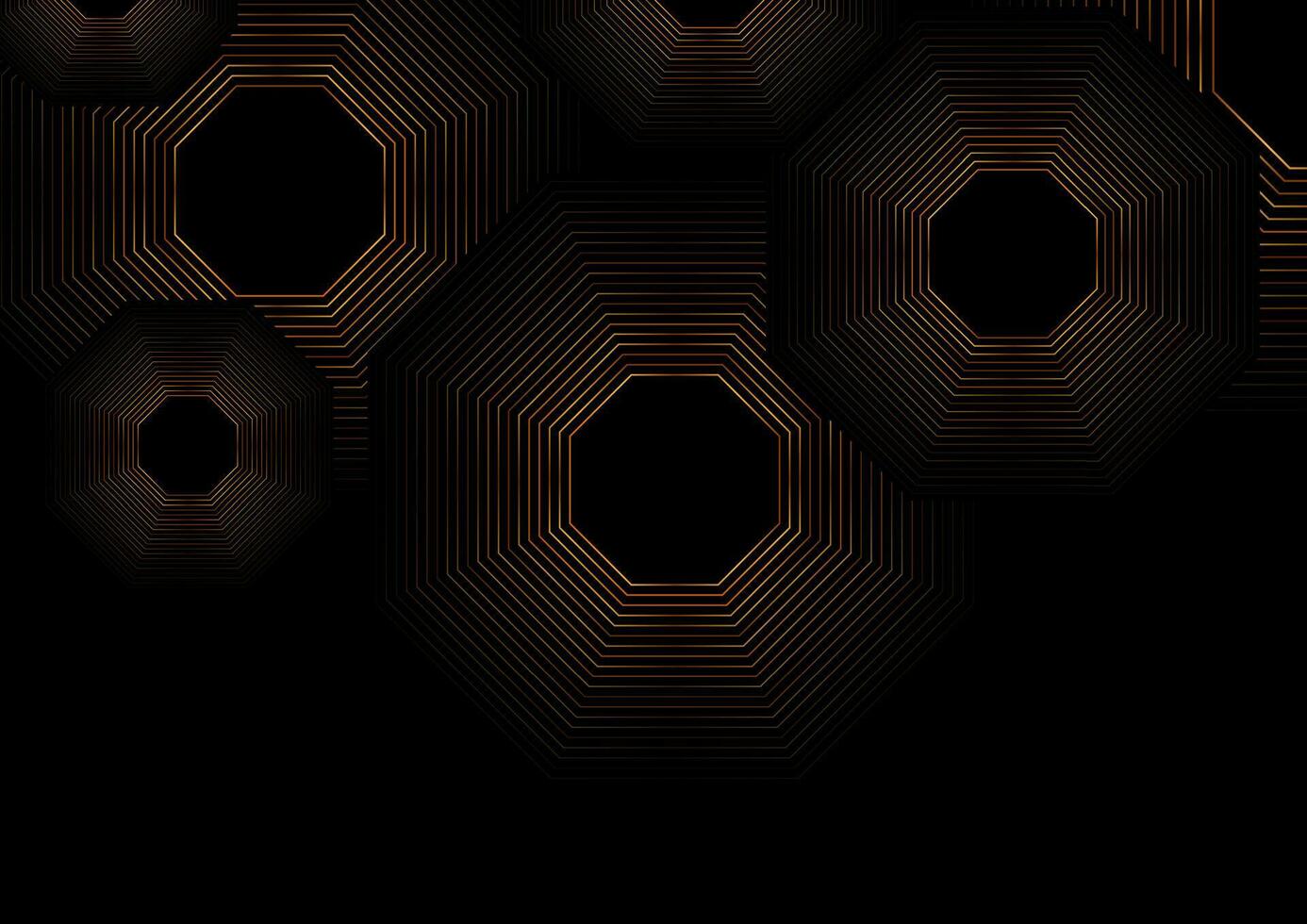 Deluxe golden minimal linear octagons abstract futuristic tech background vector
