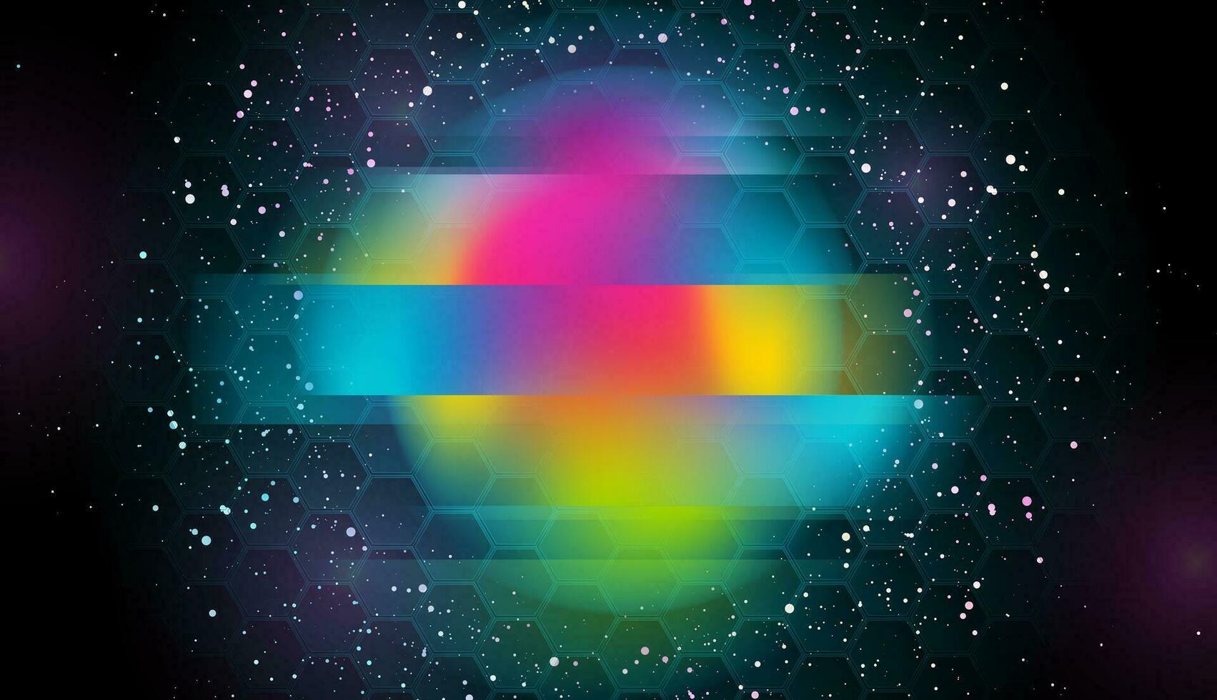 Holographic glitch sphere abstract geometric background vector