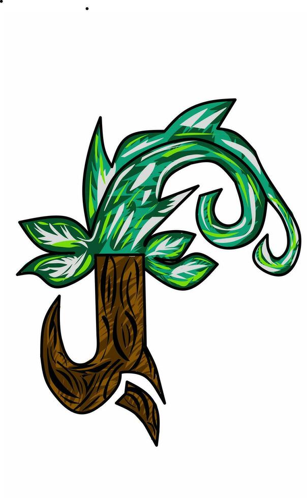 Plant concept of j alphabet vector