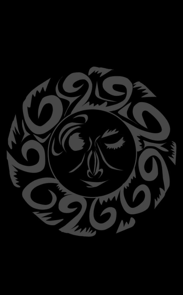 The sleeping sun sketch vector