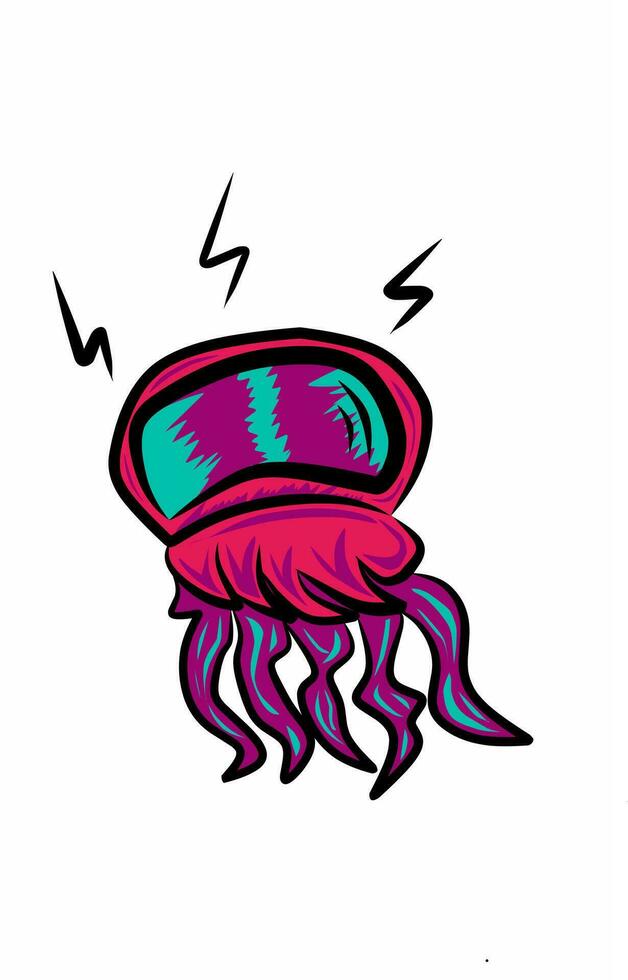 The jellyfish in 3 color vector