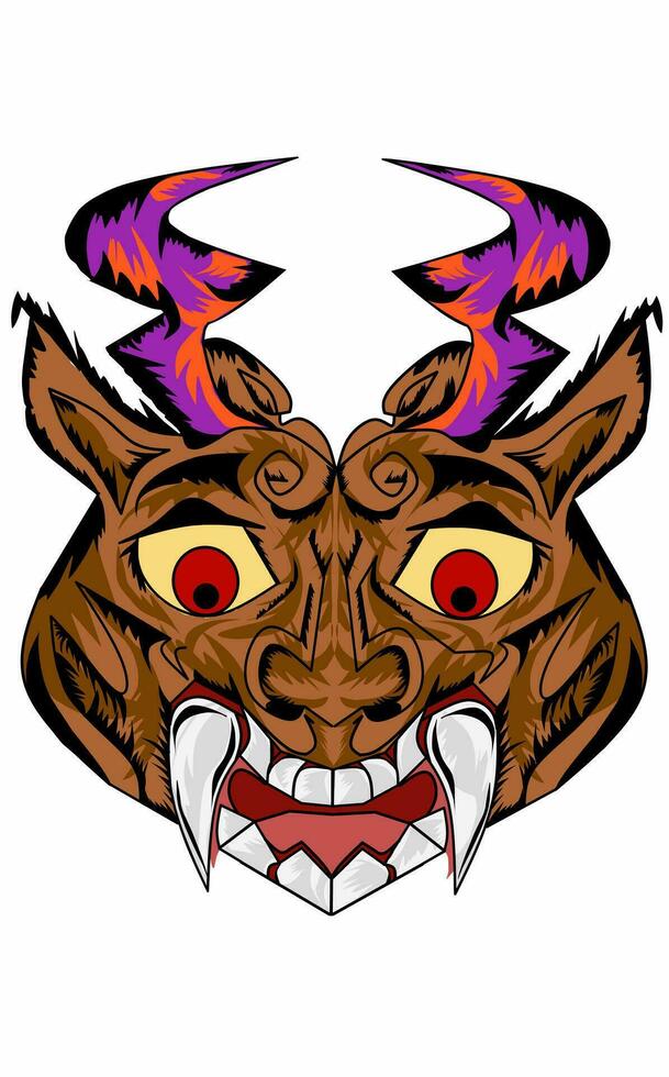Mytical tiger horn vector