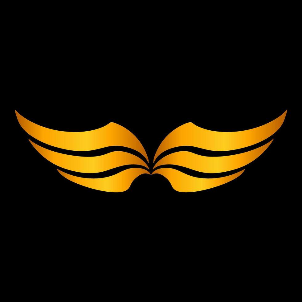 Wings logo gold vector illustration.