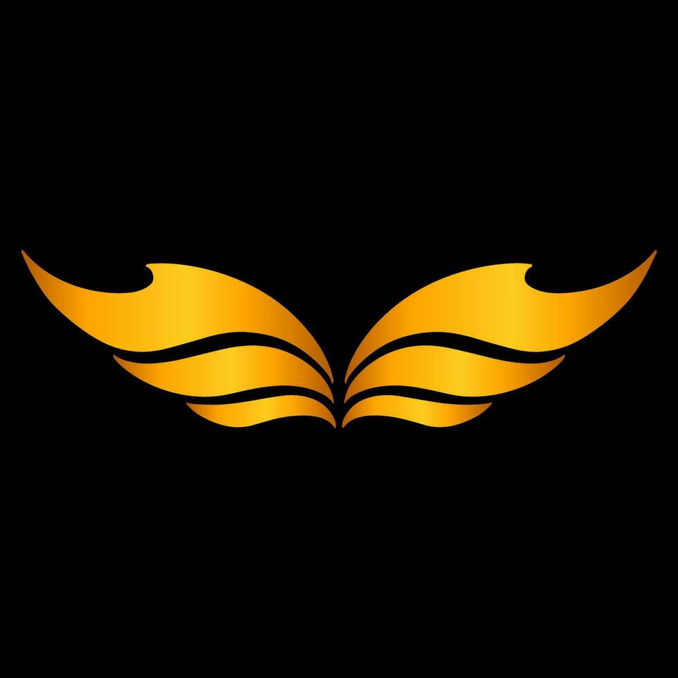 Wings logo gold vector illustration.