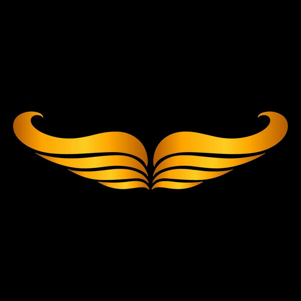 Wings logo gold vector illustration.