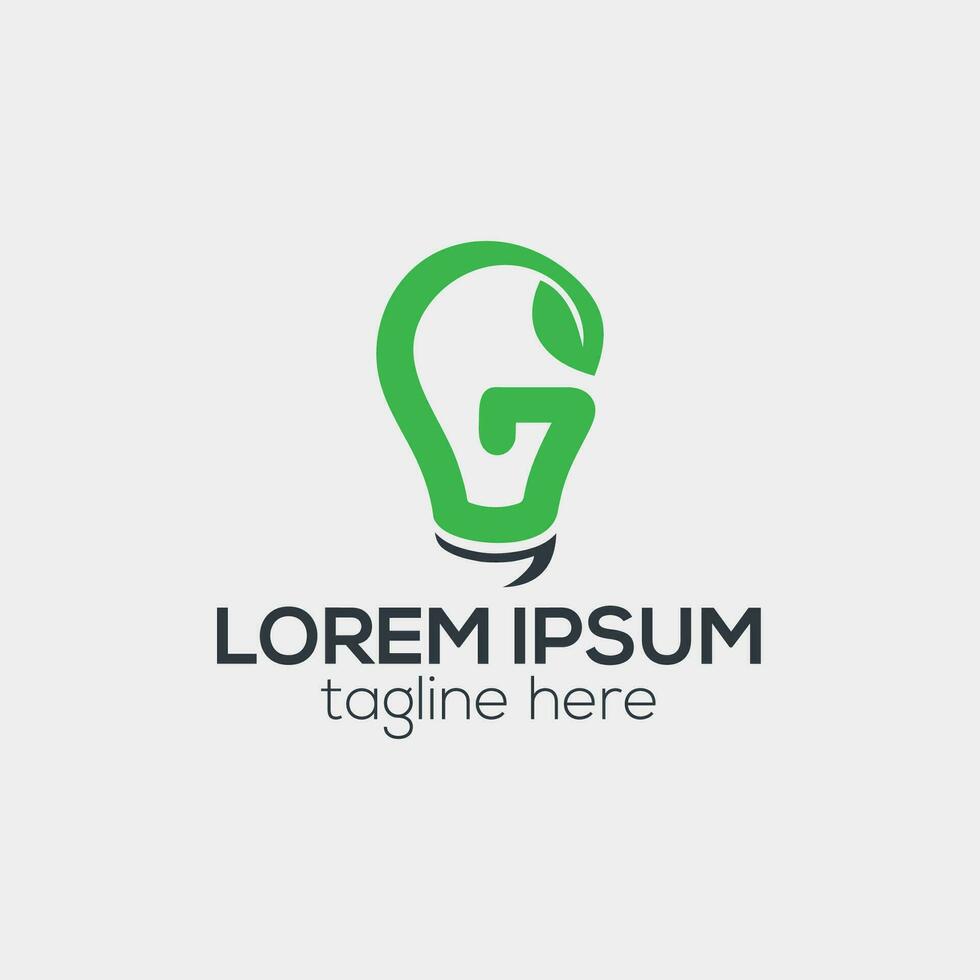 Initial G letter green leaf logo design concept isolated vector template