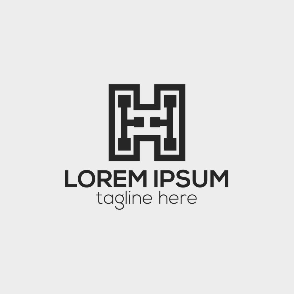 Creative H letter tech logo design concept isolated vector template for business illustration