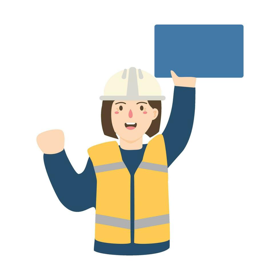 woman builder in uniform and helmet vector
