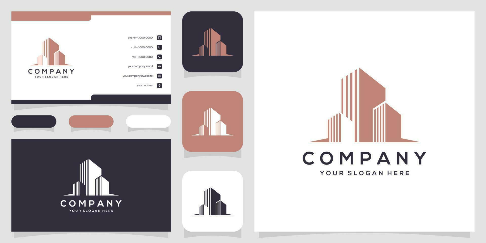 business card template with skyscrapers vector