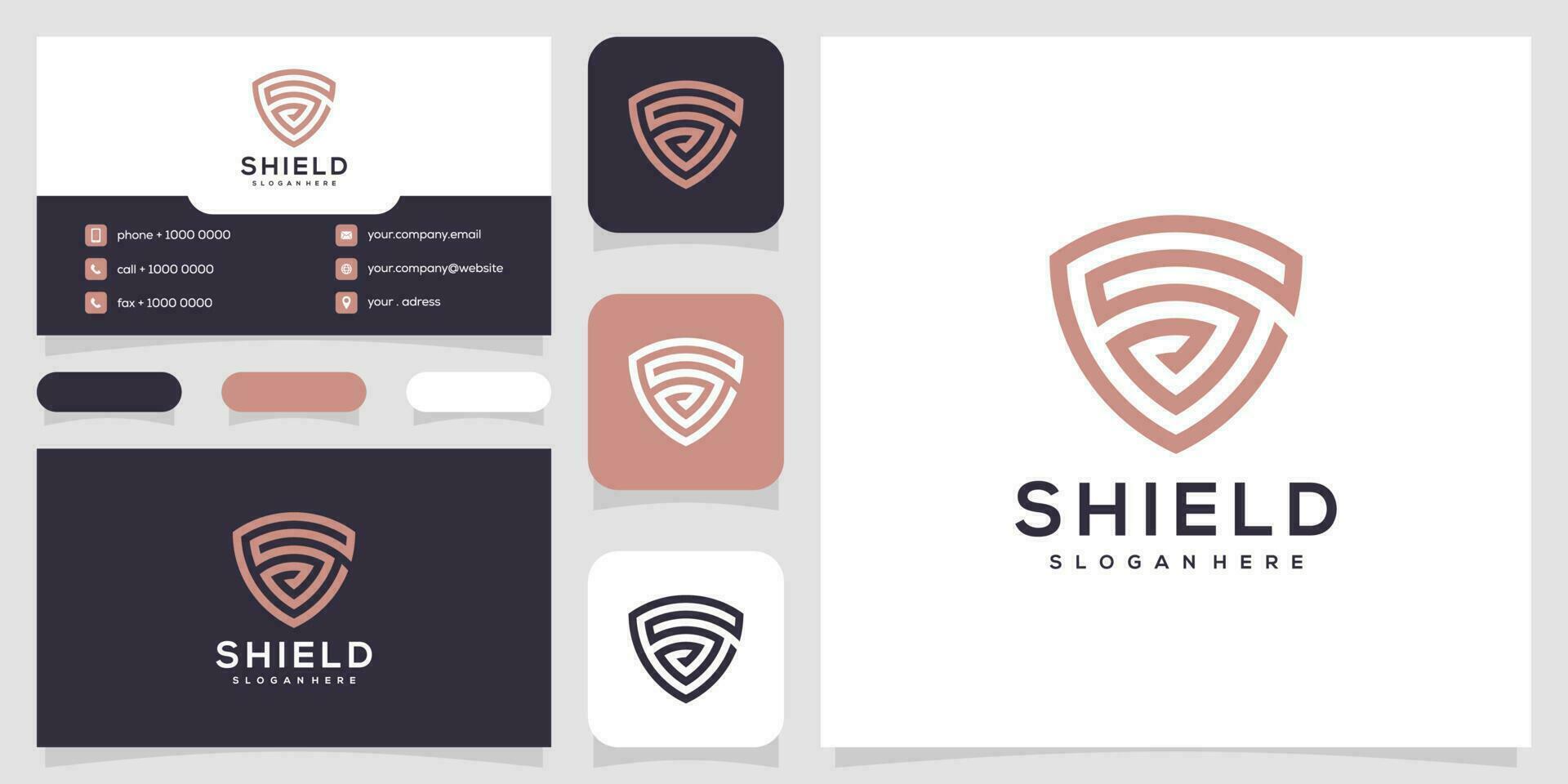 shield logo and business card template vector