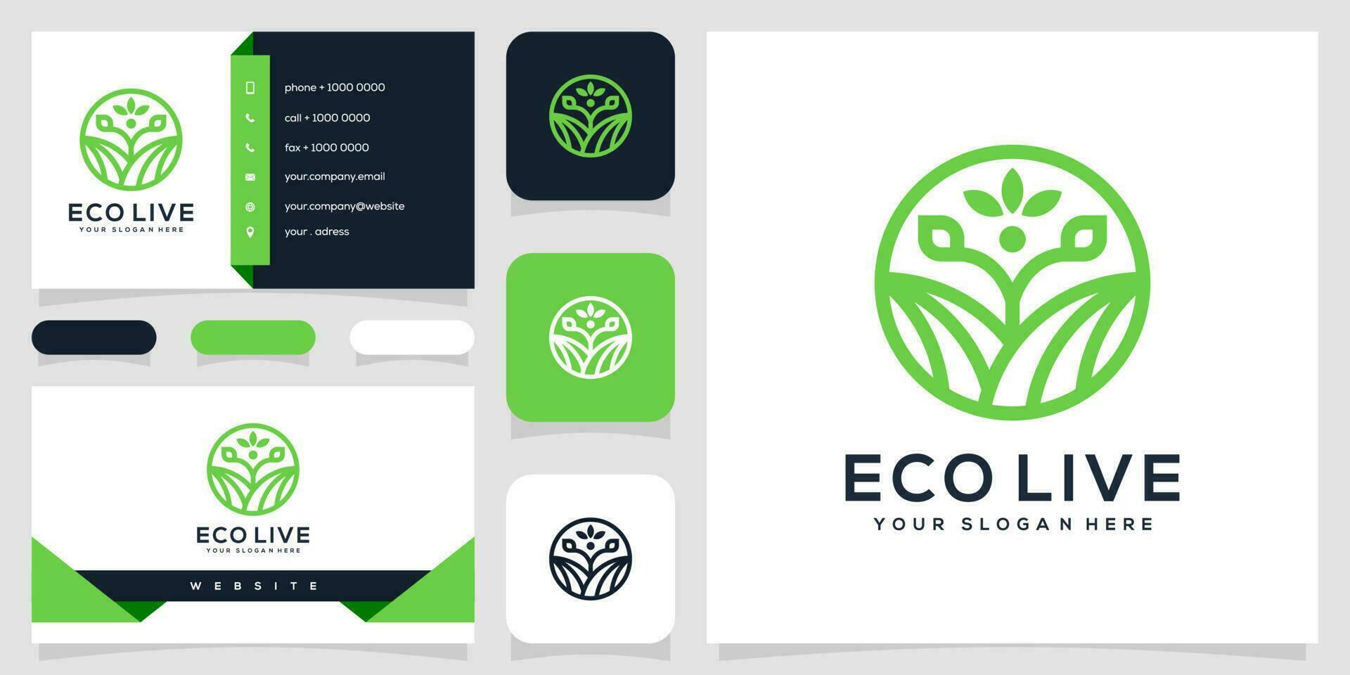 ecovive logo, negocio tarjeta y negocio tarjeta modelo vector