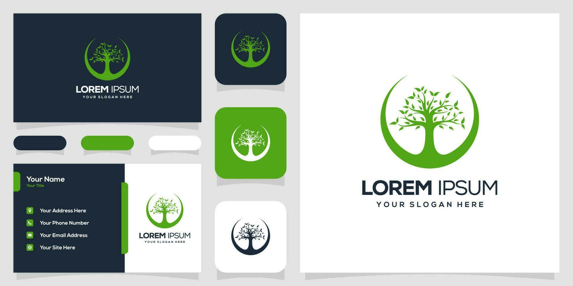 a green business card and logo vector