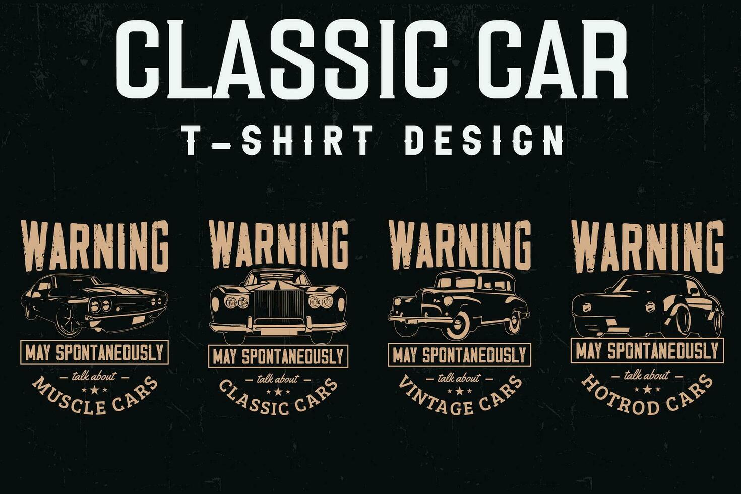 Clásico clásico coche camisetas diseños manojo. vector