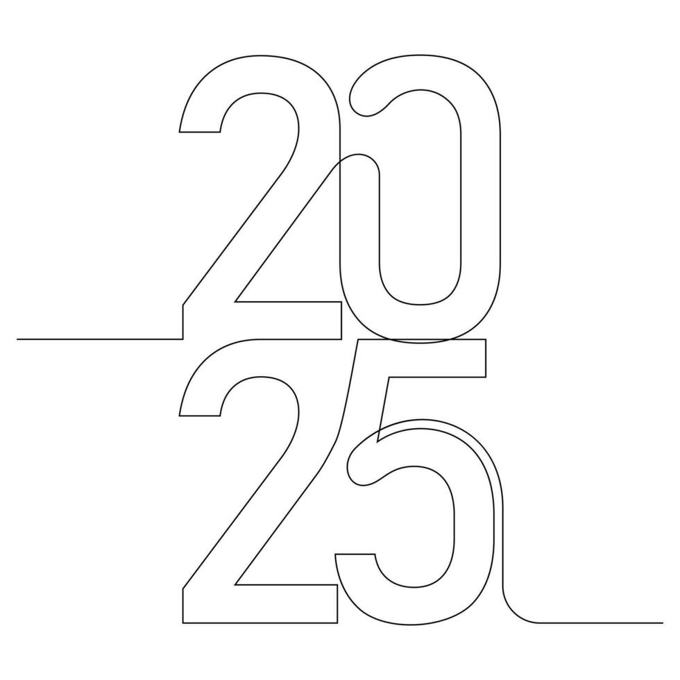 uno línea dibujo 2025 comenzando de el año continuidad Delgado línea vector
