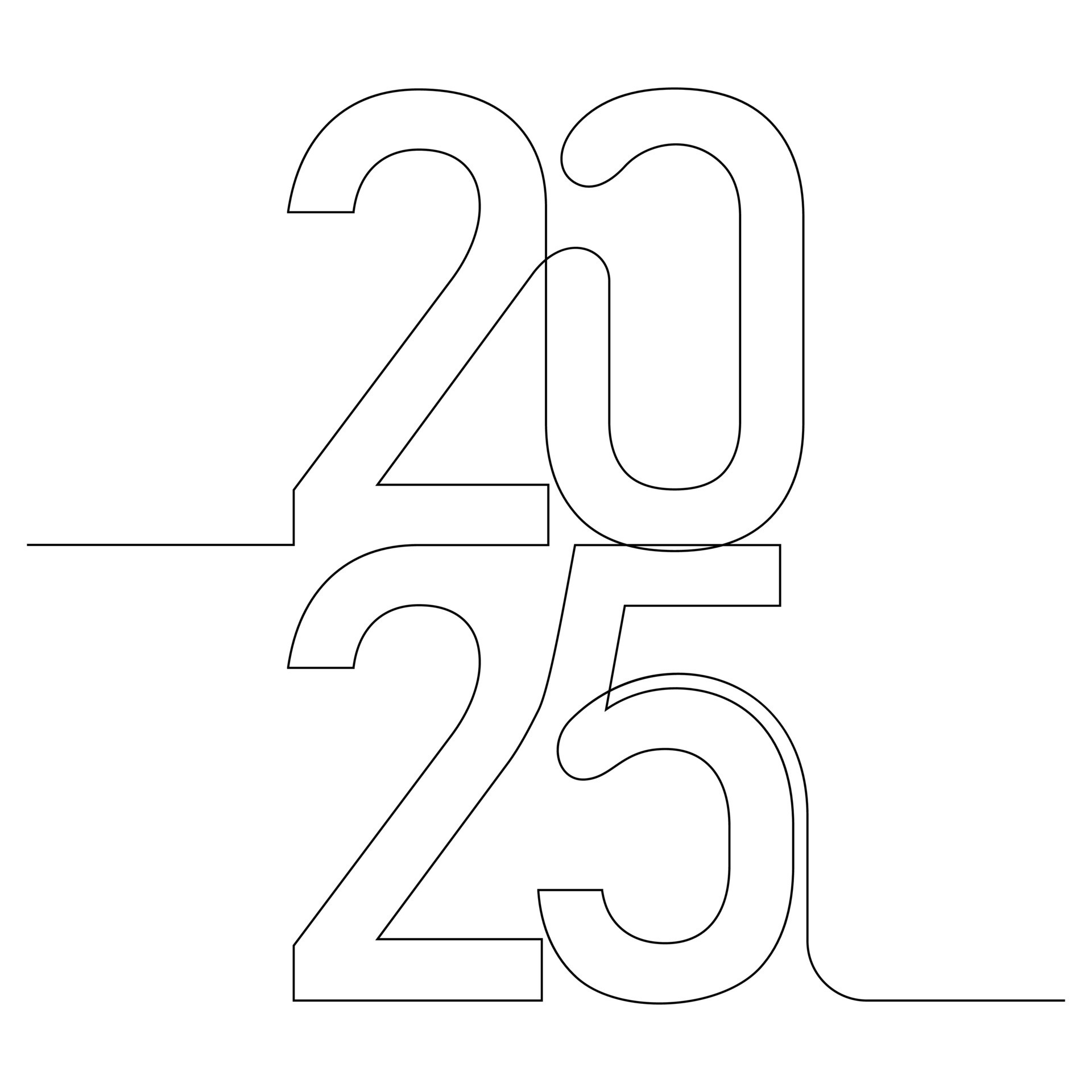 one line drawing 2025 beginning of the year continuity thin line 35601181 Vector Art at Vecteezy