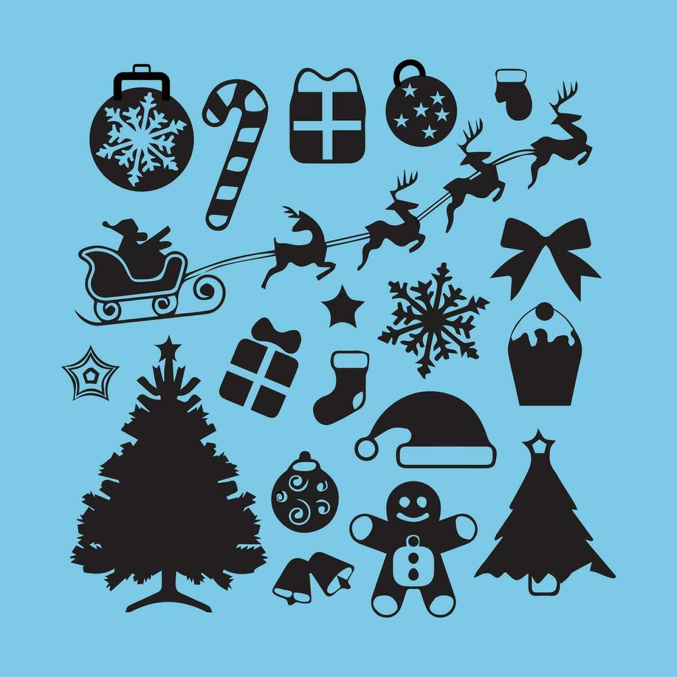 New year Christmas icon vector set