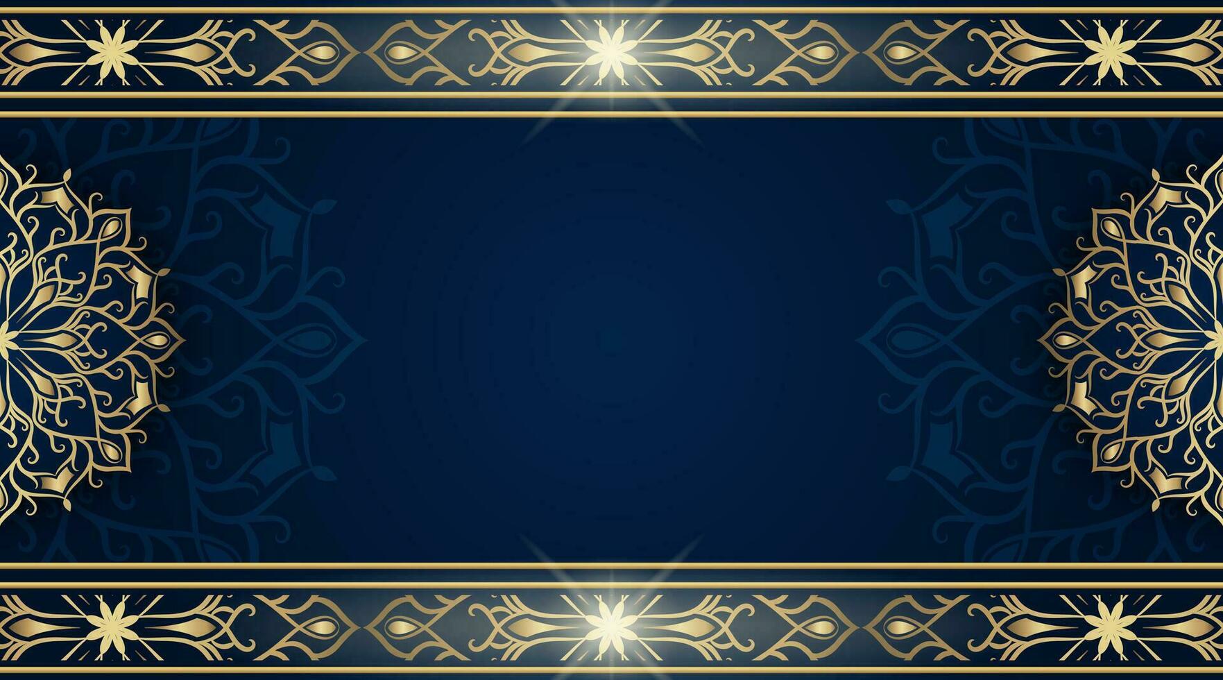 Blue background with golden mandala ornament vector