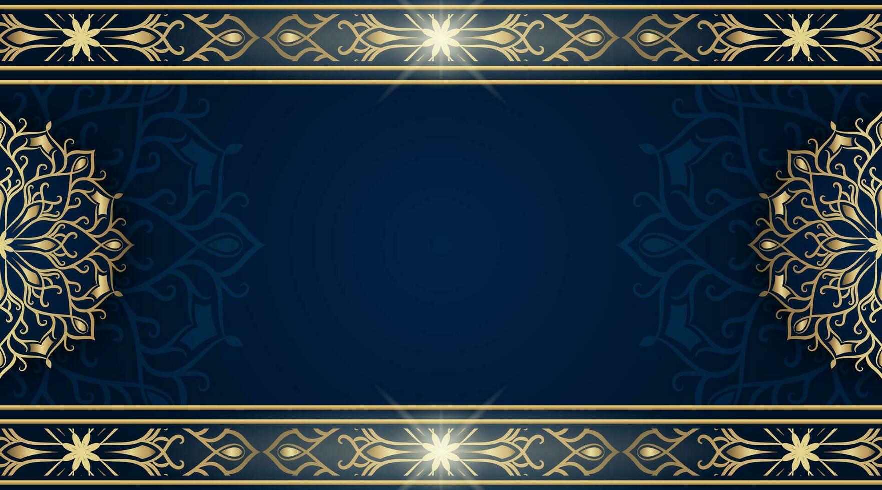 fondo azul con adorno de mandala dorado vector