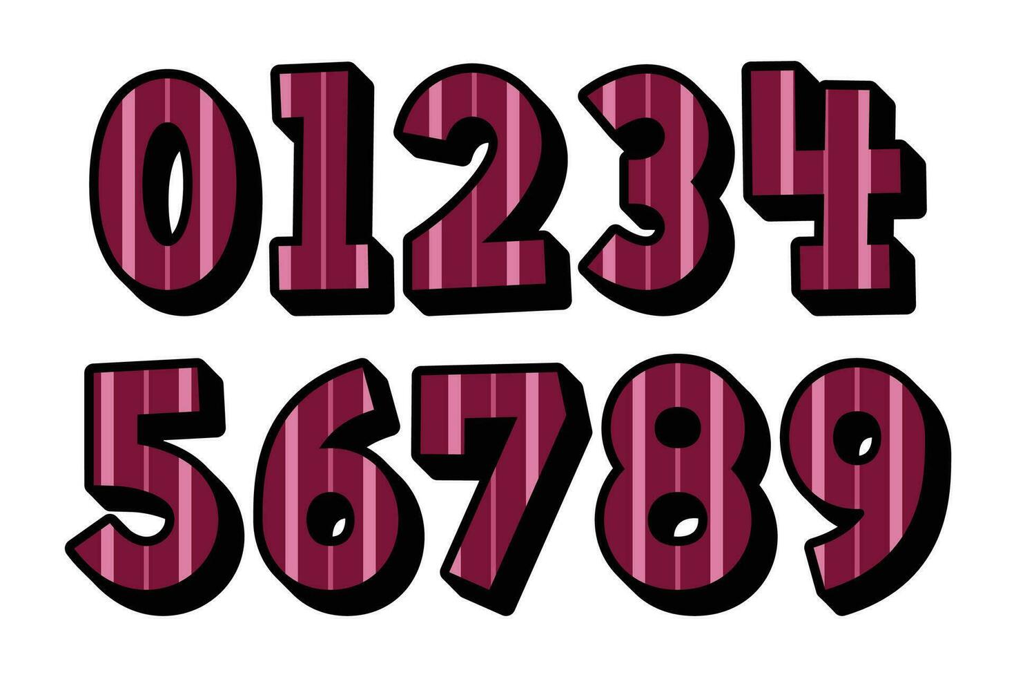 Versatile Collection of Pink Line Numbers for Various Uses vector