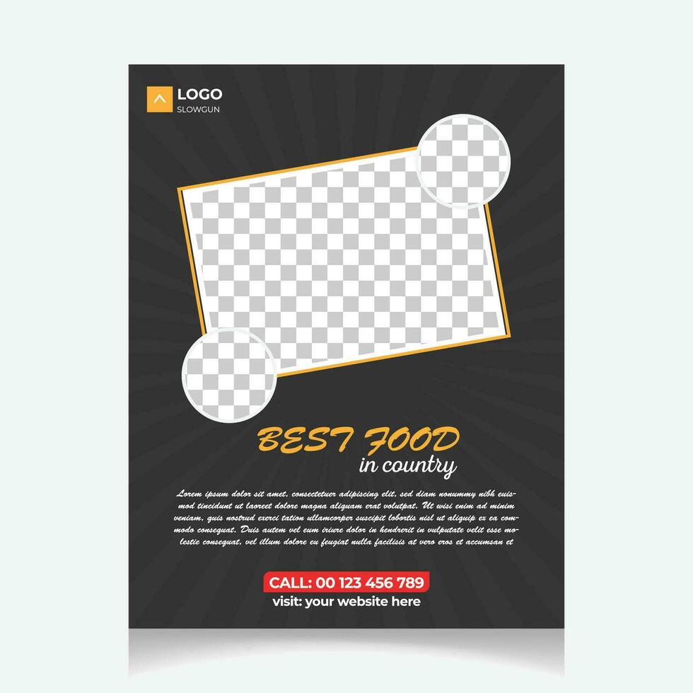 Food Flyer Template design black color vector