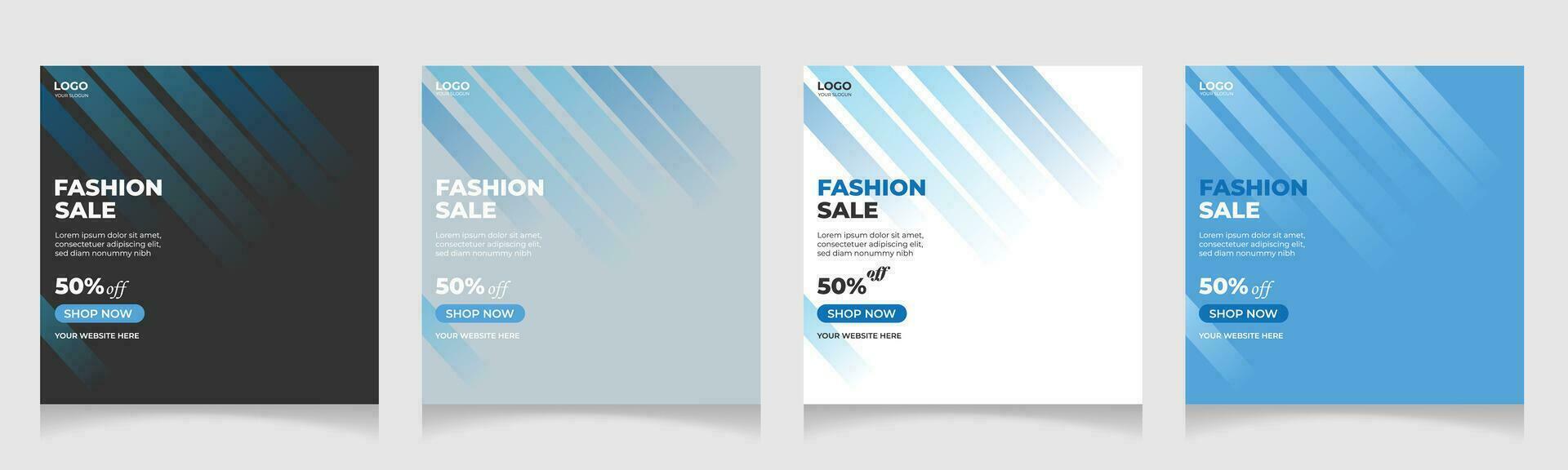 Fashion sale banner for social media post template design collection vector