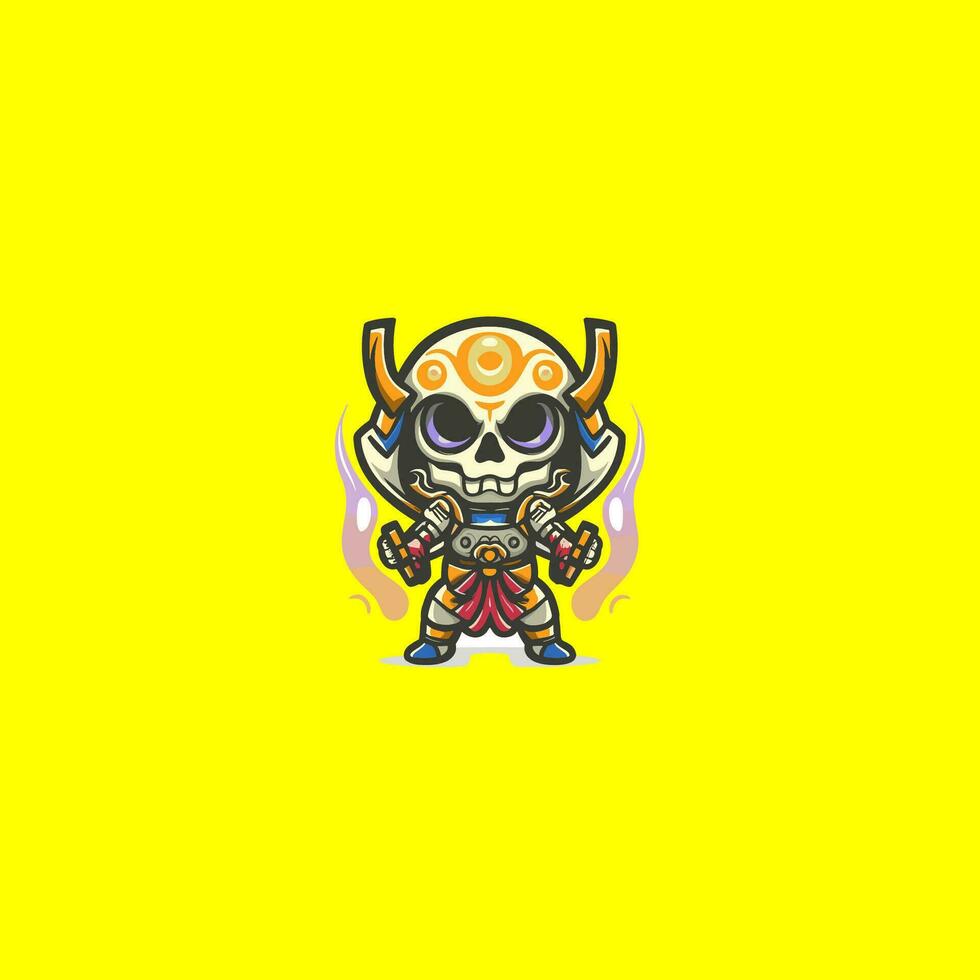 Skull with crossed swords. Vector illustration in cartoon style for stickers and t-shirts