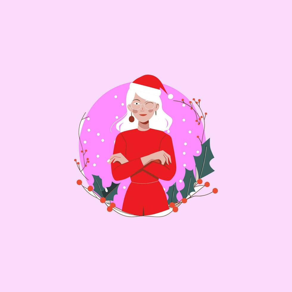 illustration of a flat Christmas woman vector