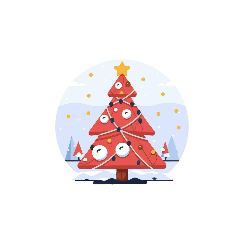 Christmas trees greeting card vector