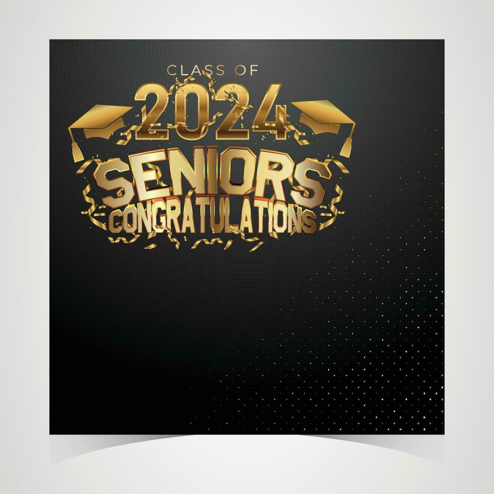 Class of 2024 Congratulations Graduates. Academic Cap and Diploma Graduation Ceremony. Vector Template for Senior Class of University, Year 2024 Banner, Party, High School or College Graduate