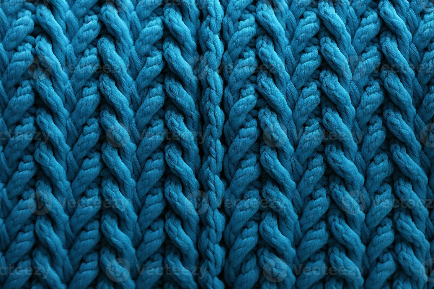 AI generated blue knitted wool fabric texture background, soft and cozy patterned surface photo