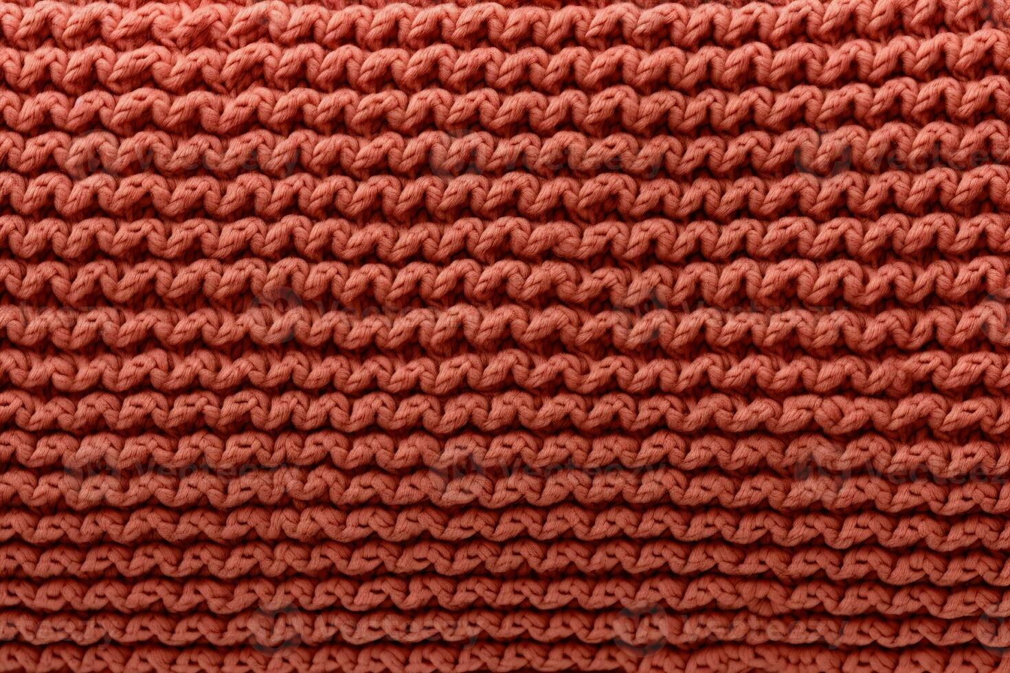 AI generated orange knitted wool fabric texture background, soft and cozy patterned surface photo