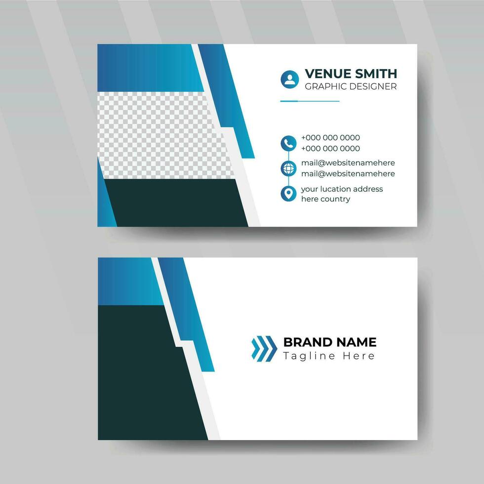Modern Business Card abstract or geometric business visiting card with  yellow and dark black color vector