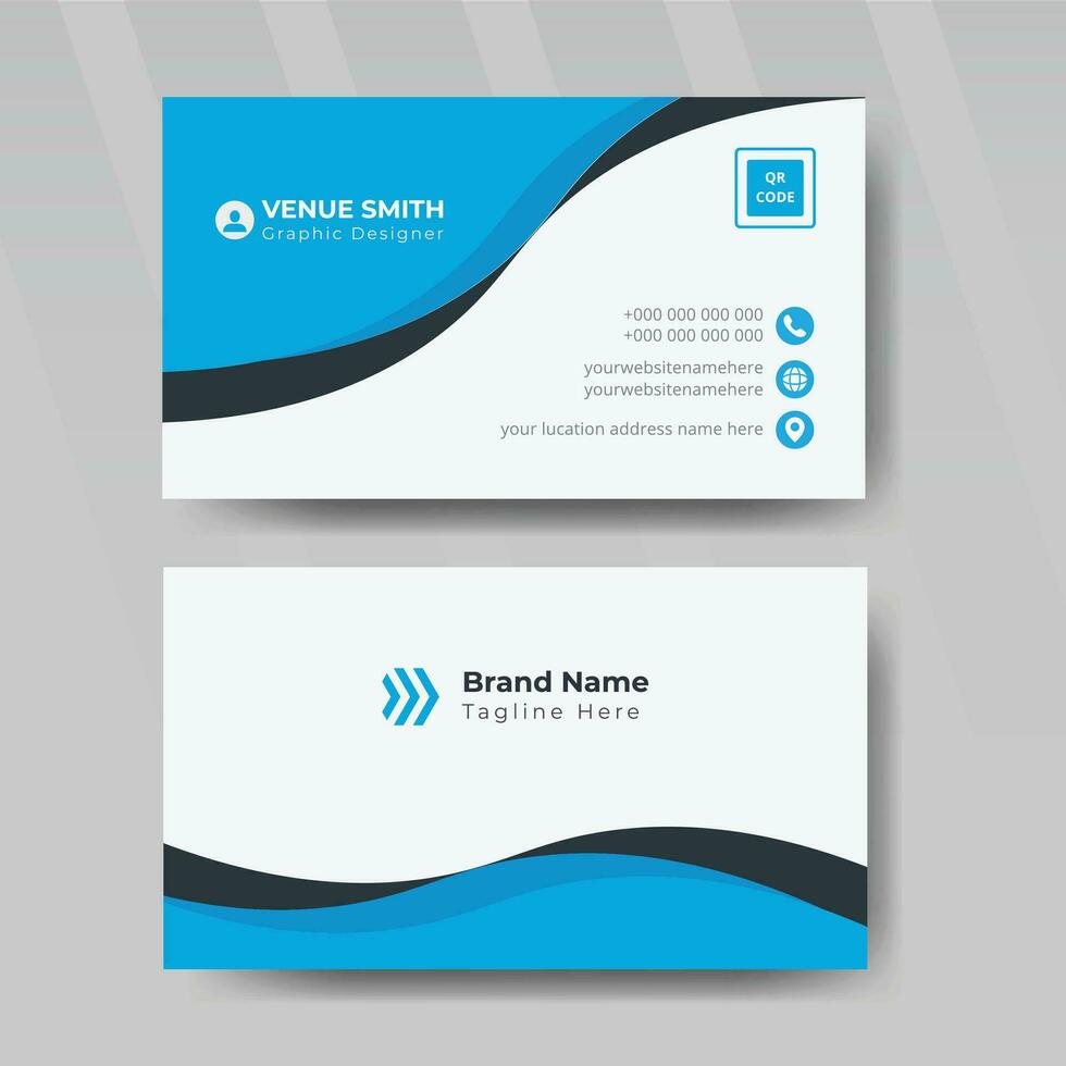 Modern Business Card abstract or geometric business visiting card with  yellow and dark black color vector