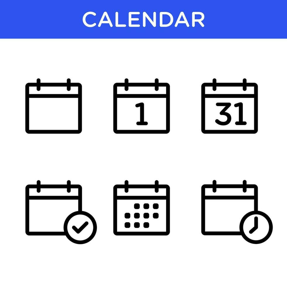 calendario icono en contorno estilo. adecuado para recordatorio y planificador diseño elemento. vector