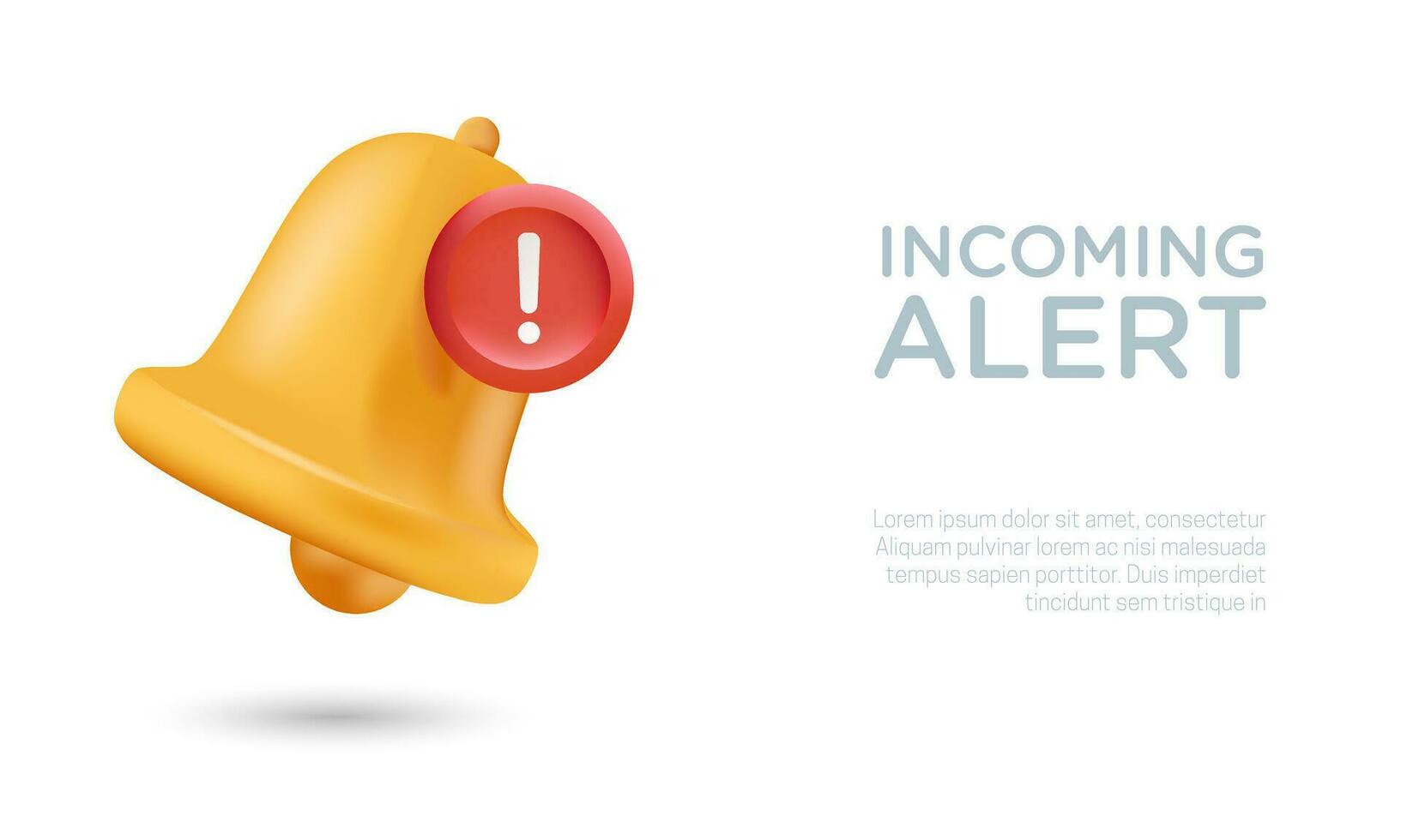 3D realistic bell notification vector illustration. Incoming alert notification icon.