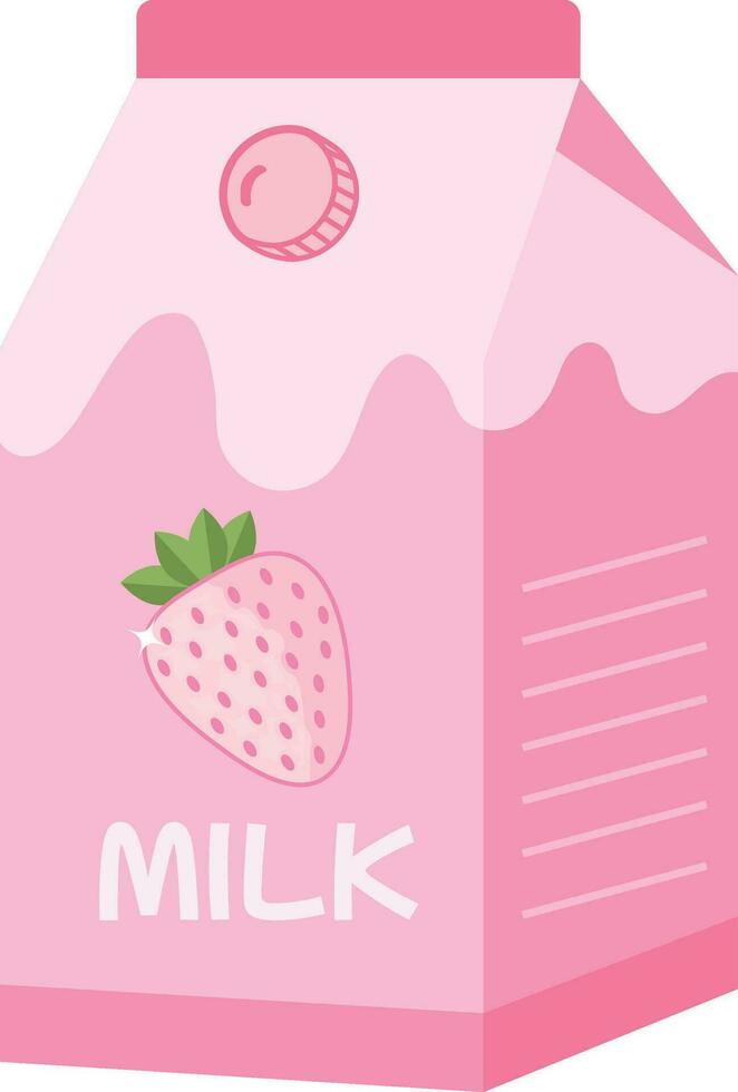 Strawberry milk carton box vector