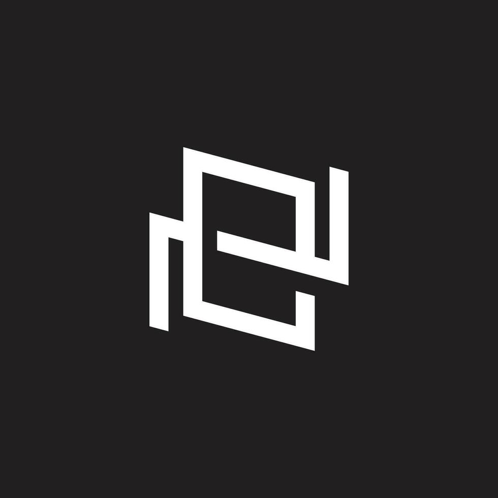 letter ne flat 3d geometric overlap simple line logo vector