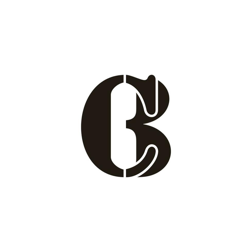 letter cb simple retro font linked logo vector