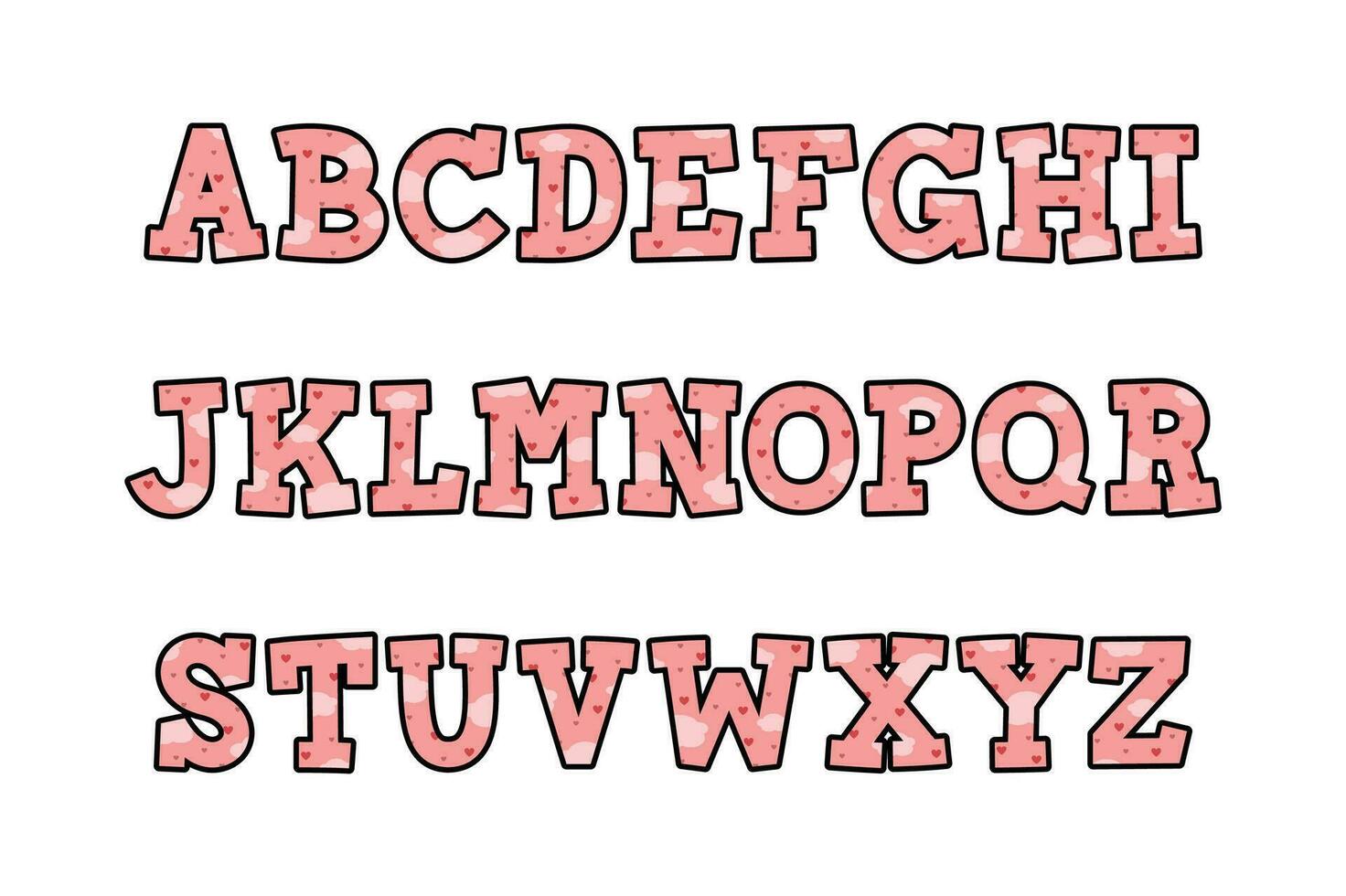 versátil colección de amor nube alfabeto letras para varios usos vector