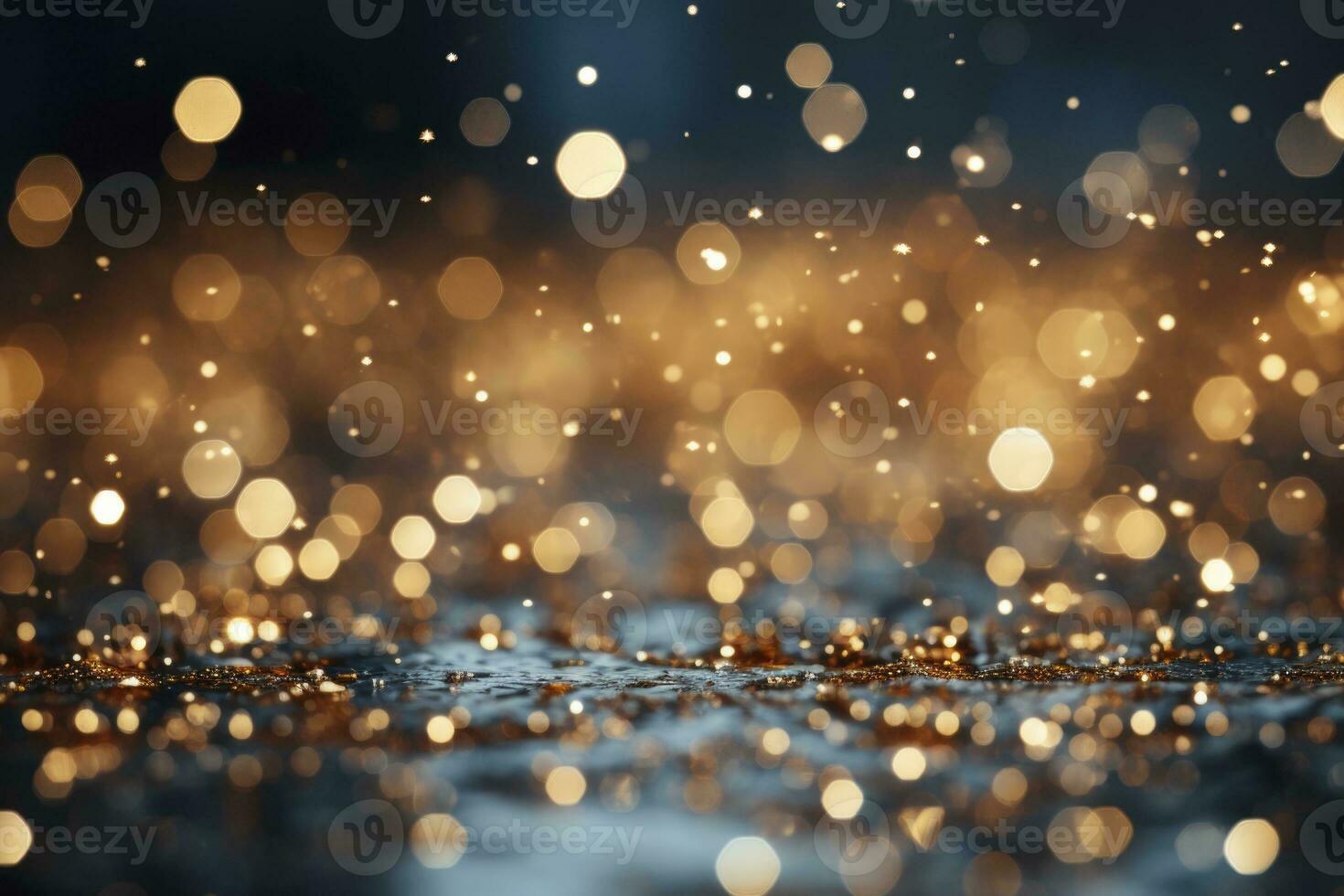 AI Generated Capturing the enchantment of Christmas, photo showcases a mesmerizing bokeh of snowflakes against a light background