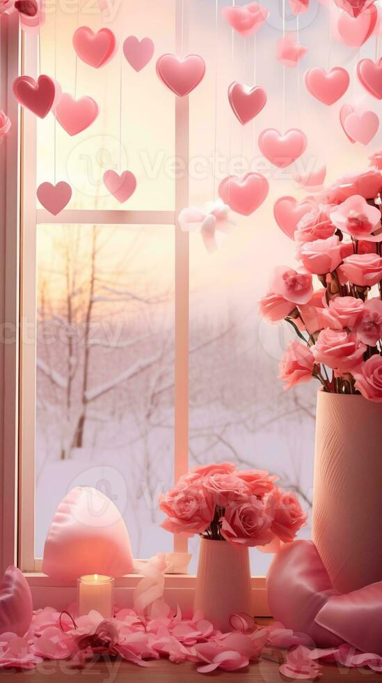 AI generated Beautiful vertical background for Valentine's Day photo