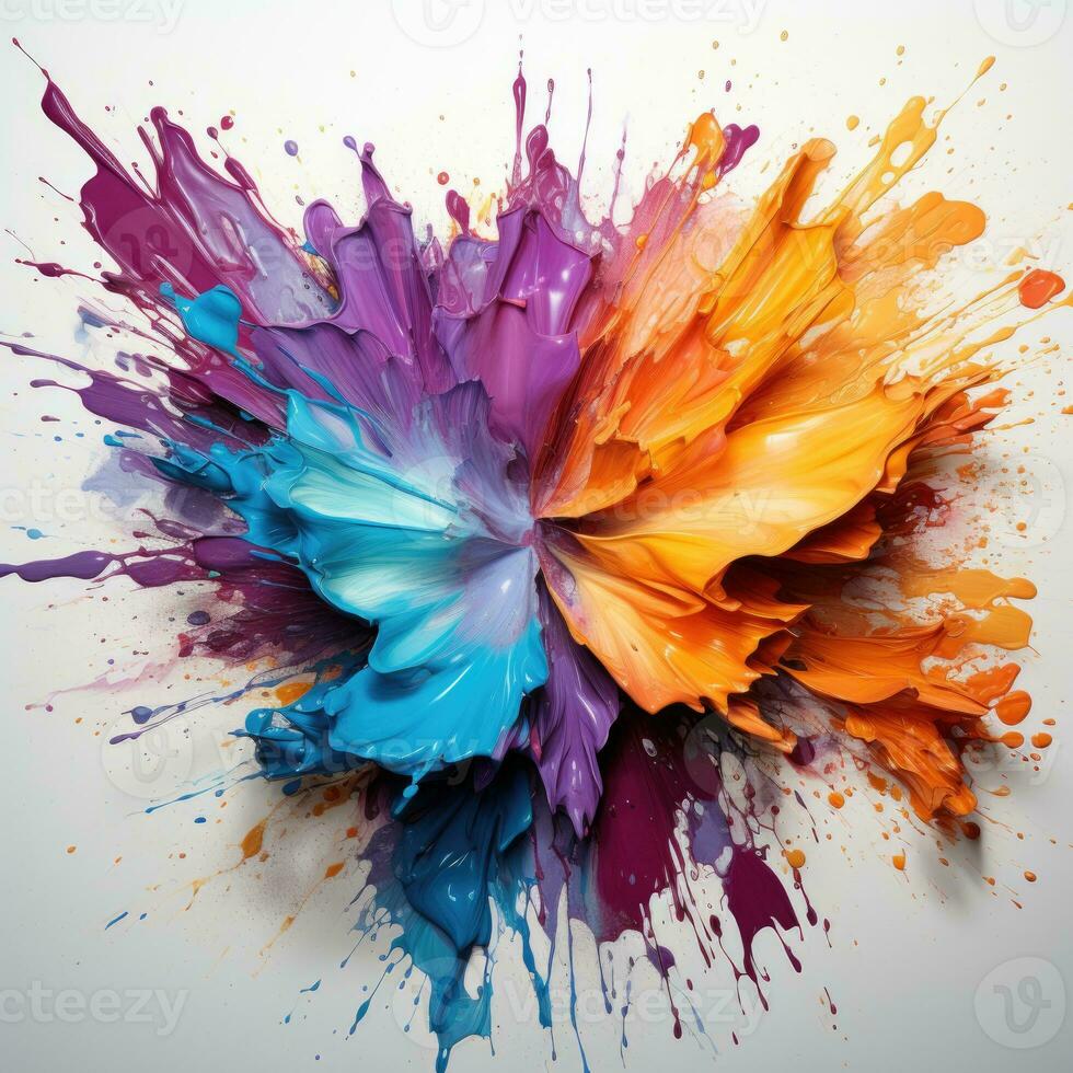 AI generated Vibrant Color Explosion in Isolated on White Background photo